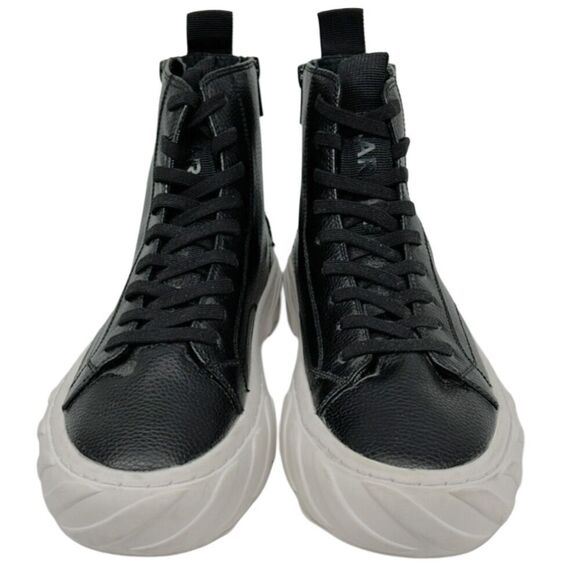 Karl Lagerfeld Recycled Bubble Leather Double Back Zip Hi Top Sneaker Size 7.5 - Picture 2 of 13